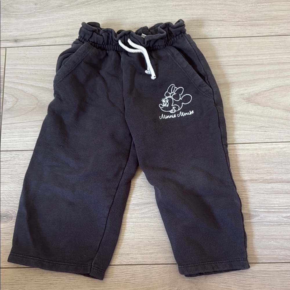 Disney Zara Black Joggers with Relaxed Fit and Graphic Design